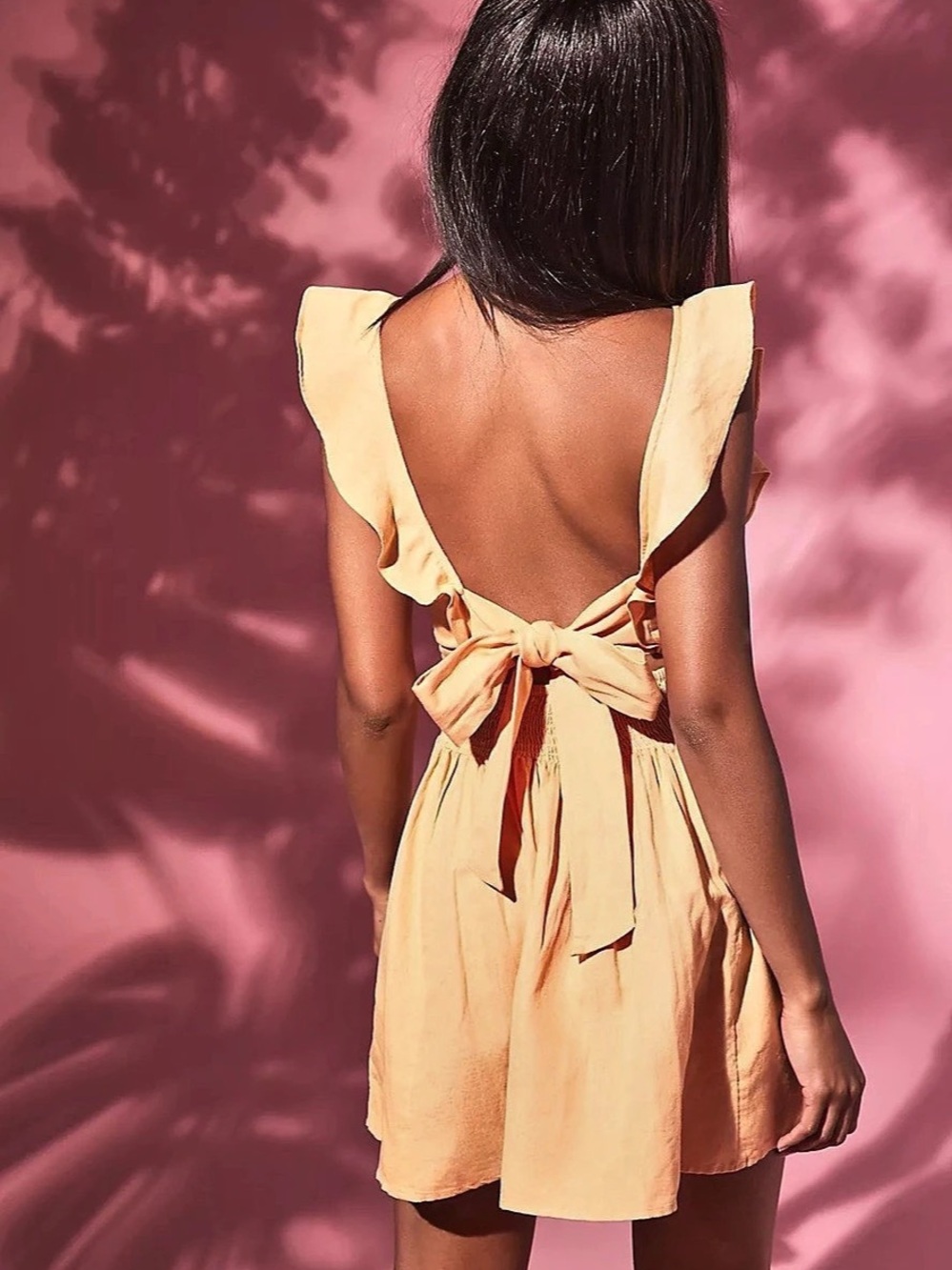 Free People Colette Ruffle Mini Dress Creamsicle Orange Size Large